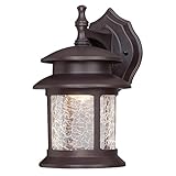 Westinghouse Lighting 6400300 LED Exterior Wall Lantern, Oil Rubbed Bronze Finish on Cast Aluminum with Crackle Glass