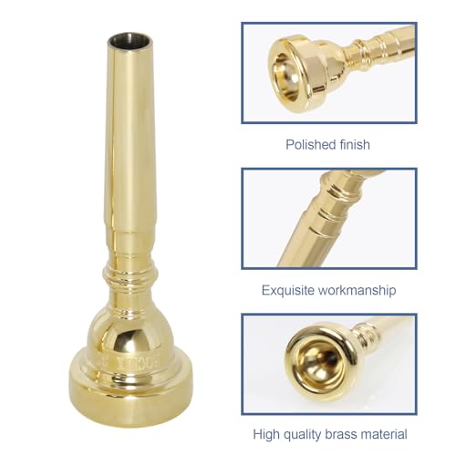 image for ROCHIX 1890 Gold Trumpet Mouthpiece 7C with Brass for Beginners and Ch