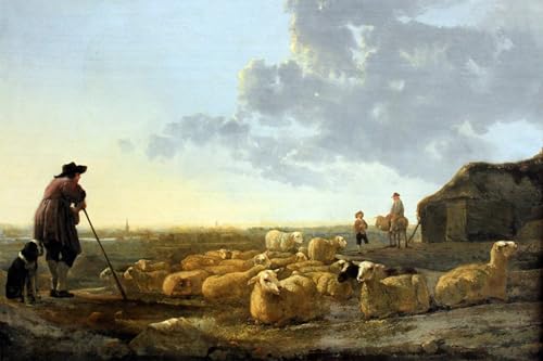 Image sur toile Troupeau de moutons Cuyp pour habiller un grand mur vide
