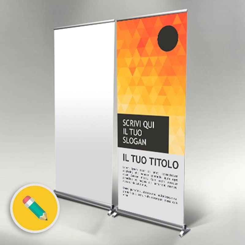 ESPOSITORI RIAVVOLGIBILI ROOL UP - PUBBLICITARIO PERSONALIZZATO CON LA TUA GRAFICA - CON BANNER PVC DA ESTERNO GARANZIA 10 ANNI (100X200 CM)