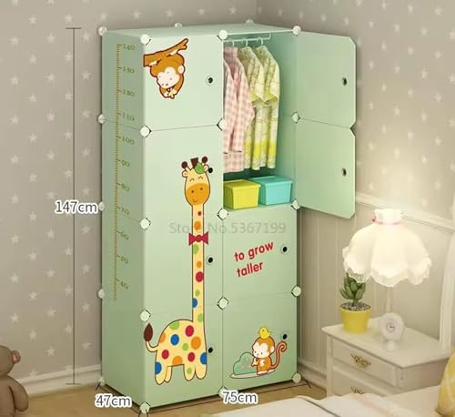 Image of Sunderlook Plastic Wardrobe for Kids Clothes - Professional Collapsible Wardrobe, Easy to Use Foldable Almirah, Plastic Cupboard for Kids for Home (Green-S3, 8 Door)