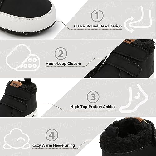 Image of CENCIRILY Baby Boys Girls High Top Sneakers Soft Soles Anti Skid Infant Ankle Shoes Toddler Prewalker First Walking Crib Shoes