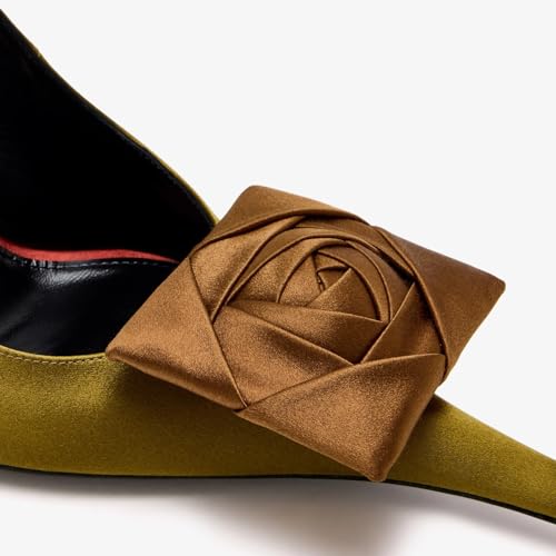 THESHY Women's Slingback High Heels Floral Appliqués Pointed Toe Slip On Satin Stiletto Pumps Fashion Party Dress Shoes for Women by THESHY - Used condition - Image 2