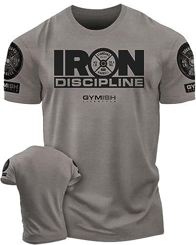D R DETROIT REBELS Iron Discipline Men's Strength Training T-Shirt for Workout Athletes