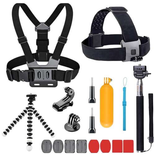 YHTSPORT 11-en-1 Kit d'Accessoires d'Appareil Photo d'action Compatible avec GoPro Hero 13 12 11 10 9 8 Max 7 6 5 4 Black GoPro 2018 Session Fusion Argent Blanc Insta360 DJI SJCAM APEMAN AKASO etc.
