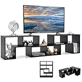 COSTWAY TV Stand for TVs up to 65 Inches, Free Combination Adjustable TV Cabinet Media Entertainment Center Storage Shelf, Modern Wooden TV Unit Console Table for Living Room Bedroom (Black)