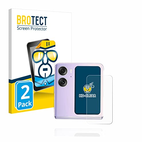 BROTECT Protector Pantalla para Oppo Find N2 Flip (Pantalla trasera) Protector Transparente (2 Unidades) Anti-Huellas