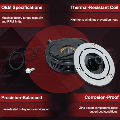 REVOTUNE A/C Air Conditioning Compressor Clutch Assembly Kit for Cadillac Escalade 5.3L 2002-2005, Hummer H2 6.0L 2003-2007, H2 6.2L 2008-2009 OE 20906283