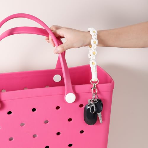 Llavero de coche pulseras Mikovivi hechos a mano en macramé con cordón de muñeca boho para mujer 7