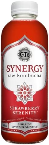 GTs Enlightened Synergy Organic and Raw Kombucha, Strawberry Serenity, 16 oz