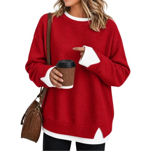 YMADREIG Womens Waffle Crewneck Sweatshirts Casual Long Sleeve Fall Tops - image 1