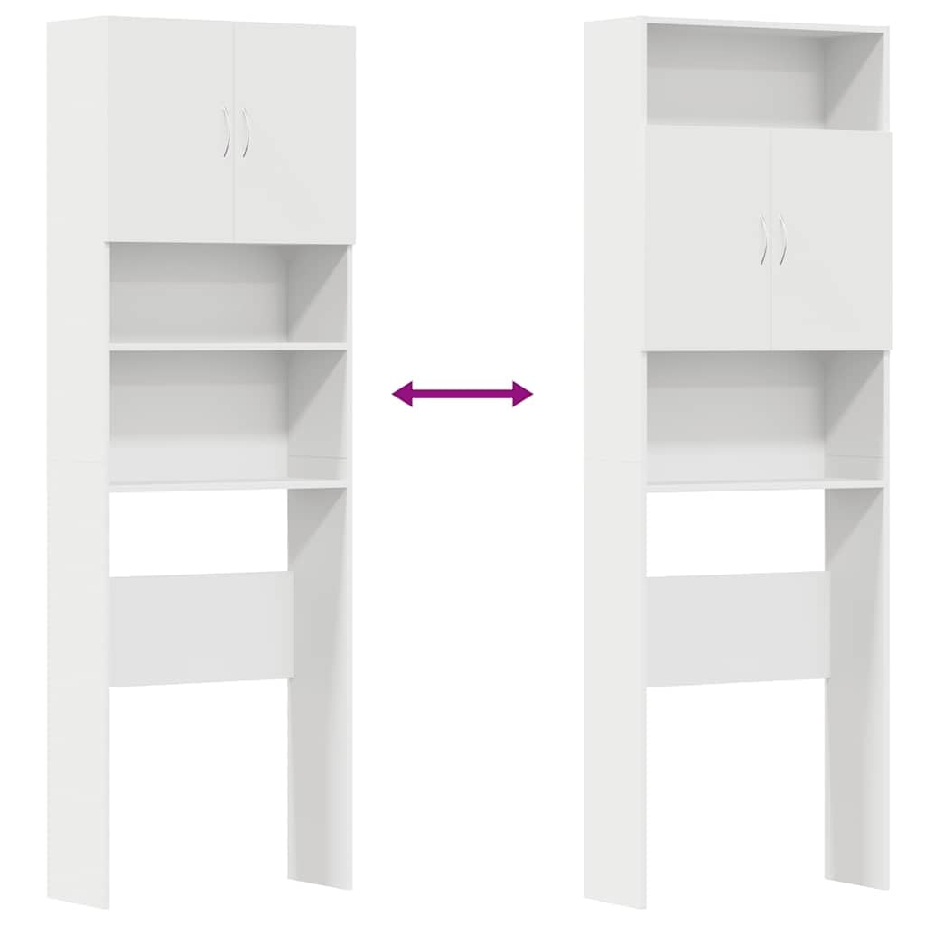 Gecheer Mobile Lavatrice,Armadio per Lavatrice,Scaffale da Bagno,Scaffale Sopralavatrice,Scaffale per Lavatrice,Mobile Bagno Salvaspazio,Mobile sopra Lavatrice,Mobile sopra WC,Bianco 64x24x190 cm