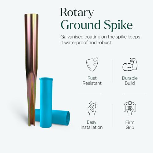 Winsome Rotary Washing Line Spike With 2 Plastic Adaptors To Fit 32, 40, 50Mm Diameter Poles | Heavy Duty Multi Fit Ground Soil Spear Base For Rotary Airers - 3