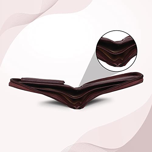 Image of SAMTROH Men's PU Leather Wallet with Flap & Snap Button Closure | Slim Wallet with Coin Pocket, 4 Card Slots, ID Window | Stylish Casual Formal Travel Purse for Men Compact Pocket Size (Brown)