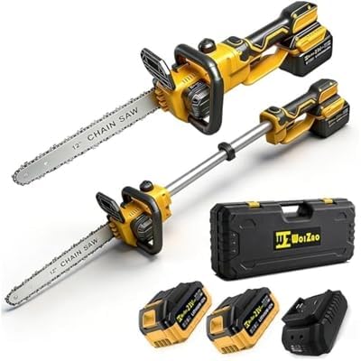 Jawsons 12 Inch Cordless Pole Saw & Electric Chainsaw Combo, 21V Brushless Battery Powered Tree Trimmer with Extension Pole, 2 x 4.0Ah Batteries & Charger for Wood Cutting, Log Trimming-image-39