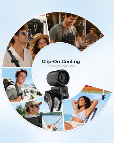 Image of Hotsales Clip-On Portable Fan for Strollers, Handheld Turbo Fan for Travel | Small But Mighty Mini Fan, Detachable 360 Rotating Clip, LED Display, Rechargeable, Summer Outings, Gifts For Women And Men