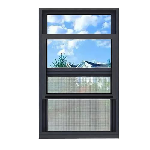 Auoriflex Vertical Sliding Window 11x34in / 28x86cm, Black for Houses/Bathroom/Basement/Outdoor Showers, Little Aluminum Vertical Replacement Window with Screen & Complete Kits