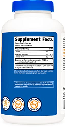 Nutricost Glucomannan 1,800mg Per Serving, 180 Capsules - Natural Fiber Source, Non-GMO, Gluten Free - Image 5