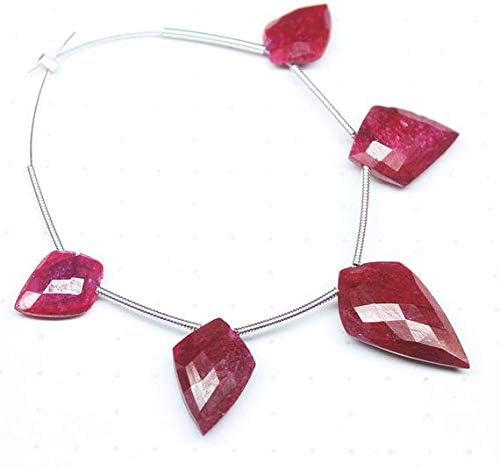 1 Strand Ruby pear Drop Faceted Checker 5 Pieces Strand Gemstone Beads, Jewelry Supplies for Jewelry Making, Bulk Beads, for Meditation Jewellery for Reiki Healing Mystic Gemstone Size 13mm to 21mm