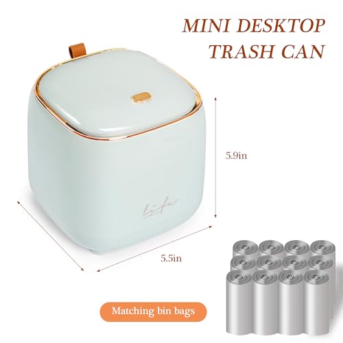 Mini caneca de basura de sobremesa celeste 1.5 L miniatura 2