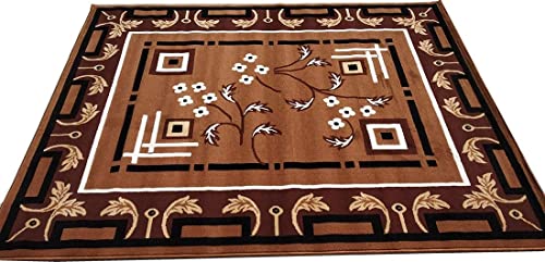 Image of GULDASTA Gold Carpet for Living Room 6x8 Feet Premium Soft Floral Area Rug Anti Skid Washable Carpet for Bedroom Hall Home Decor