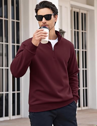 Image of MAGCOMSEN Men's Sherpa Lined Quarter Zip Fleece Heavyweight Pullover Winter Warm Sweatshirts