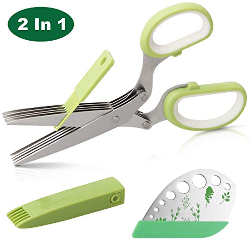 Herb Scissors Herb Stripper Set, Luxiv Stainless Steel Herb Cutter Tools 5-Blades Scissors