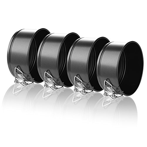Image of Hiware 4-Inch Mini Springform Pan Set - 4 Piece Small Nonstick Cheesecake Pan for Mini Cheesecakes, Pizzas and Quiches