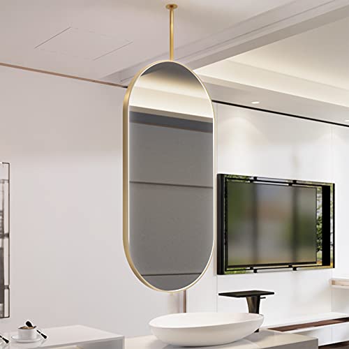Espejo óvalo nórdico para colgada de techo - espejo de maquillaje de vanidad espejo decorativo creativo espejo de baño flotante para hogar o hotel - con marco de metal y boom ( Size : 40cmx60cm ) Cover