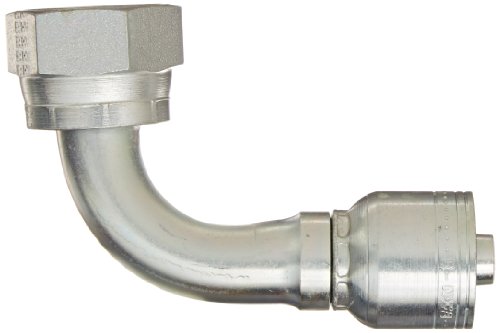 Image of Aeroquip 1AA12FRB8 Carbon Steel Global TTC (Thru the Cover) Crimp Hose Fitting Female ORS Swivel, 90 Degree Elbow, 1 /2 inch Hose ID, 1-3 /16 inch - 12 Thread