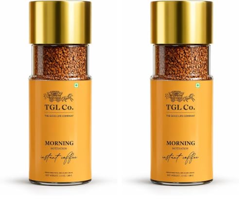 Image of TGL Co. Morning Motivation Instant Coffee Powder (100g) 100% Arabica Coffee Beans | Rich & Aromatic Antioxidant-Rich Boosts Energy & Focus | Perfect for Hot & Cold Coffee (Pack of 2)