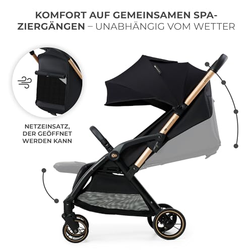 Kinderkraft APINO Buggy bis 22 kg, Liegebuggy, Kinderwagen, Leicht - 7,5kg, Automatisches zusammeklappen, Verstellbare Rückenlehne bis zur Liegeposition, ideal für Reisen, Schwarz