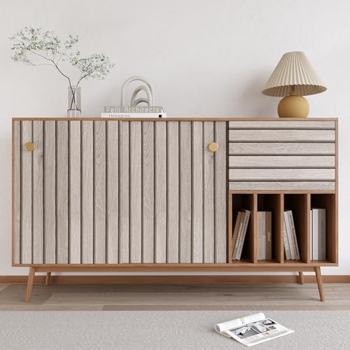 VEELIKE Grey Wood Slat Wallpaper 3D Effect Wood Panel Wallpaper Contact Paper Peel and Stick Door Vinyl Wrap for Furniture Sticker Bedroom Sticky Back Plastic Roll Bathroom Wardrobe Kitchen 40cm×300cm - Image 3