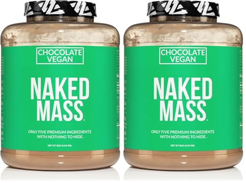 Image of NAKED Vegan Mass - Chocolate Vegan Weight Gainer - 1,280 Calories, Non-GMO, Soy & Gluten Free, No Artificial Ingredients - 8LB Bulk - 11 Servings (Pack of 2)