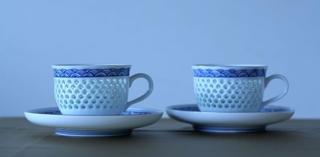 Amazon.co.jp: 波佐見焼 丹心窯 水晶青海波 コーヒーカップ＆ソーサー