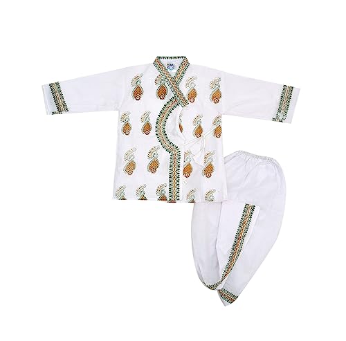 PARANETIC Soft Cotton Full Sleeves Dhoti Kurta For Kids Comfortable Indian Dress For Newborn, Toddler & Infant Baby Boys Traditional Wear For Special Occasions Available For Babies Up To 180 Days