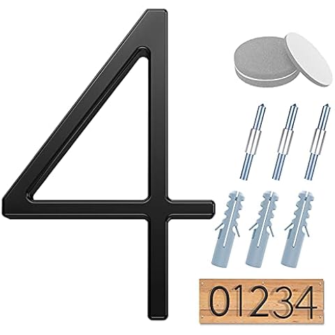 House Numbers for Outside, 5" Metal Address Numbers for Houses Modern Floating House Number Black Door Numbers with Nail Kit (4) Cover