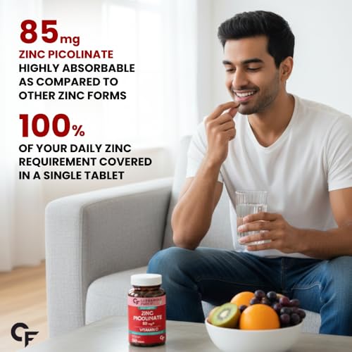 Image of Carbamide Forte Zinc Picolinate with Vitamin C | Zinc Supplements for Men with 100% RDA Zinc | Immunity & Cellular Health Support - 120 Tablets