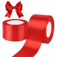Satinband Rot 50mm, Breit Dekoration Geschenkband, 44m Dekoration Geschenkband Breit Schleifenband Stoffband Bänder für Geschenkverpackungen, Weihnachten, Hochzeit (22M/Rolle)