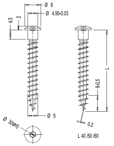 Tornillos de acero inoxidable 5,0 x 40 mm, tornillos de acero inoxidable con rosca completa, 500 unidades, resistentes a la corrosión y sin taladrar, tornillos Torx para madera con cabeza de