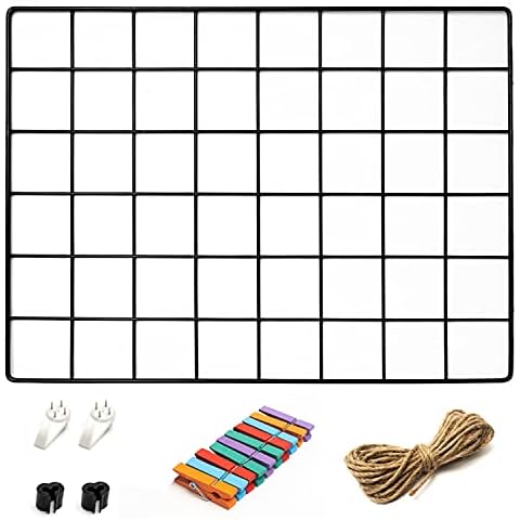 1 Pack Wire Wall Grid Panel | Hanging Home, Office & Kitchen Décor | Mesh Storage Organizer & Picture Frame | Wire Notice Board | Memo & Photo Board | Wall Display | Metal & Black Cover