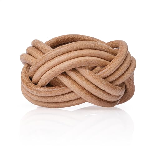Jambor Pasapañoleta Scout. Nudo Gilwell. Pasador de pañuelo o Fular de pañoletas para Scouts y Guides. Woggle. (4 lazadas, Natural, M)