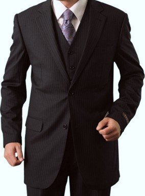 Elegant Men's Two Button Three Piece Strip Suit