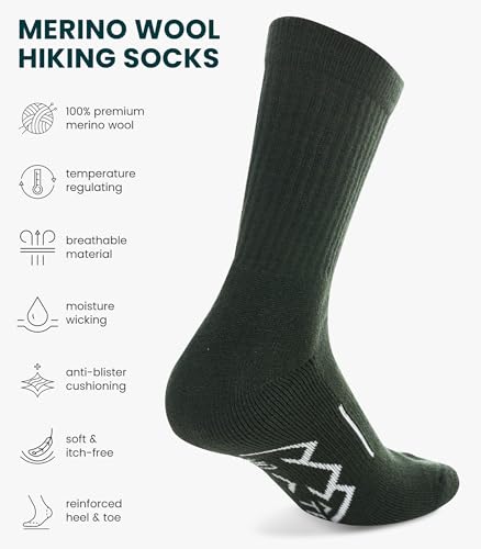 Image of Merino Wool Socks for Men and Women Hiking Merino Wool Boot Socks Thermal Warm Crew Style Work