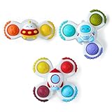 LiKee Strong Suction Cup Fidget Rotating Sensory Bath Toys for Baby Christmas Stocking Stuffers, Airplane Car Travel Table & Window Toys for Toddler Boys and Girls, 12+ Months