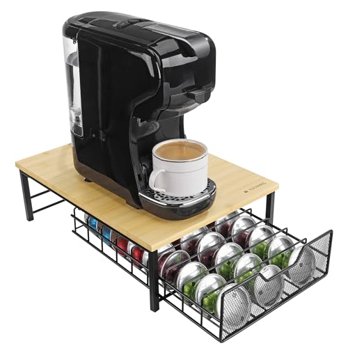 Navaris Distributeur de Capsules en Bambou - Porte Capsule Rangement Cafe Compatible avec Tassimo 54 Dosettes - Organisateur Aménagement Coin Machine a Cafe...
