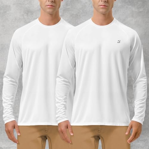 Image of Roadbox Mens UPF 50+ UV Sun Protection Shirts Outdoor Long Sleeve SPF Rash Guard for Fishing Hiking Swimming Running