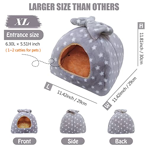 Image of HOMEYA Small Animal Pet Bed, Sleeping House Habitat Nest for Guinea Pig Hamster Hedgehog Rat Chinchilla Hideout Bedding Snuggle Sack Cuddle Cup Cage Accessories with Removable Washable Mat- XL(Grey)