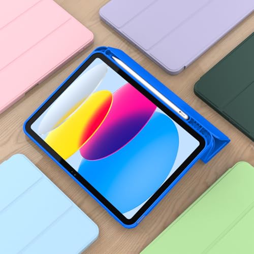 Image of ToaPoia Case for iPad (A16) 11 Inch 2025 /iPad 10th Generation 10.9 Inch 2022, Slim Trifold Stand Protective Cover with Pencil Holder and Soft TPU Back,Support Auto Sleep /Wake (Medium Blue)