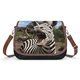 RLDOBOFE Funny Zebra Crossbody Bags for Women Vegan Leather Handbags with Adjustable Strap Trendy Medium Shoulder Bag Lightweight Travel Saddle Bag Little Purse Wallet